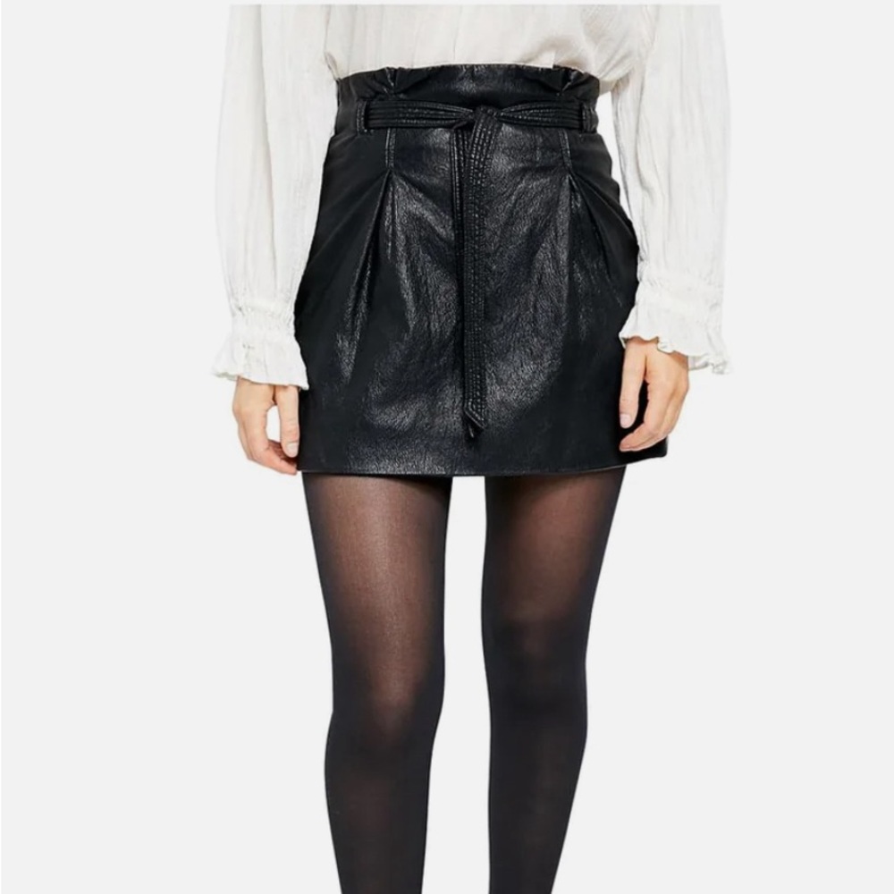 NWOT Free people black leather skirt